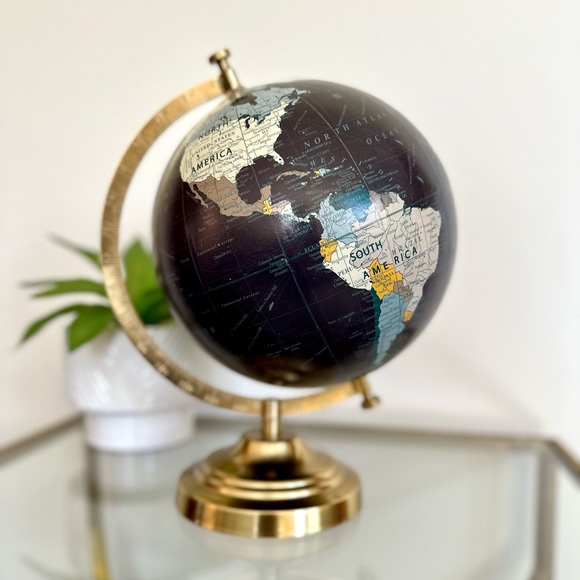 Freestanding Spinning Tilted Globe - Gold, Blue, and Neutrals - Picture 5 of 6